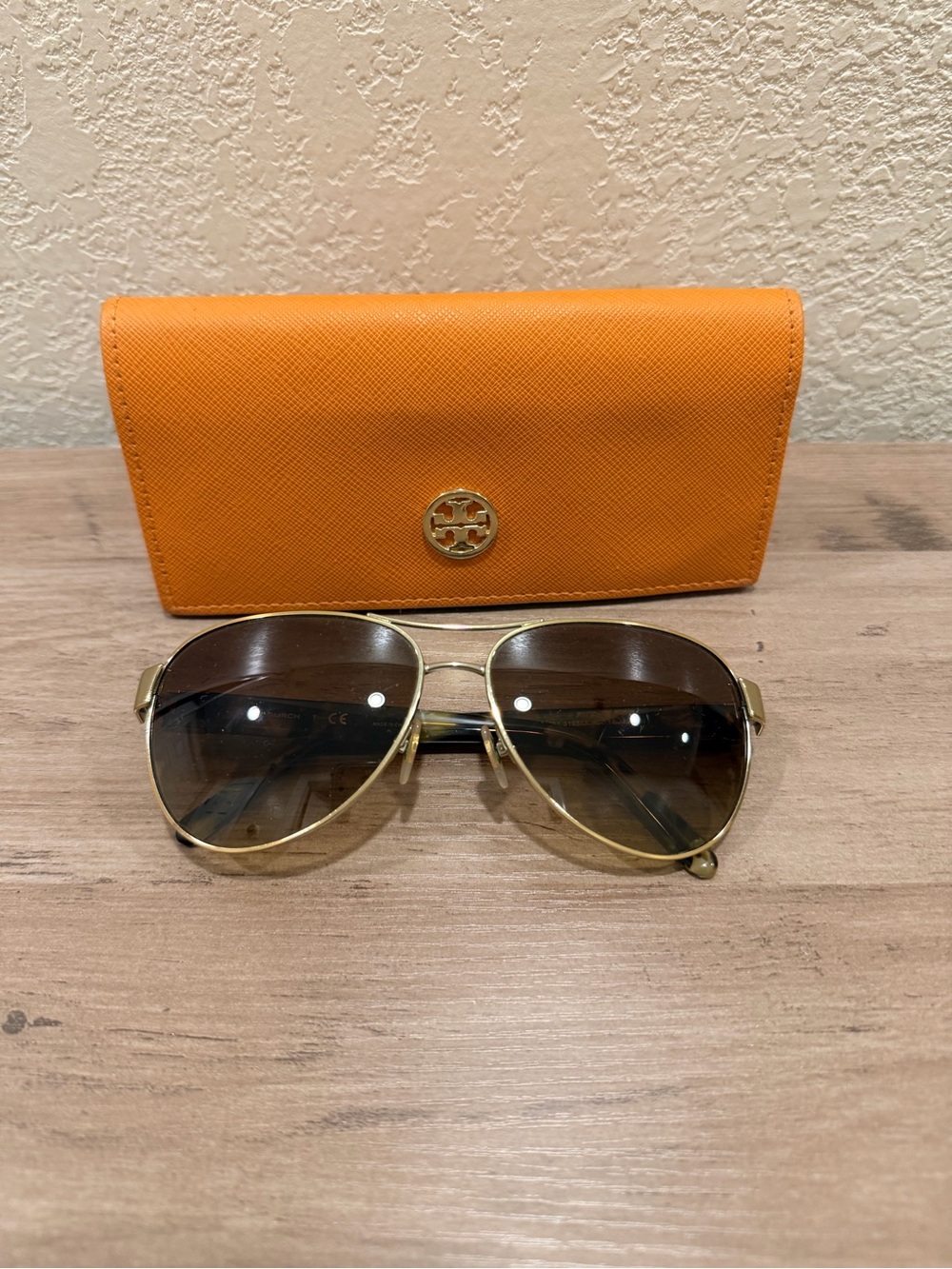 Tory Burch Gold Frame Sunglasses with Brown Gradient Lenses